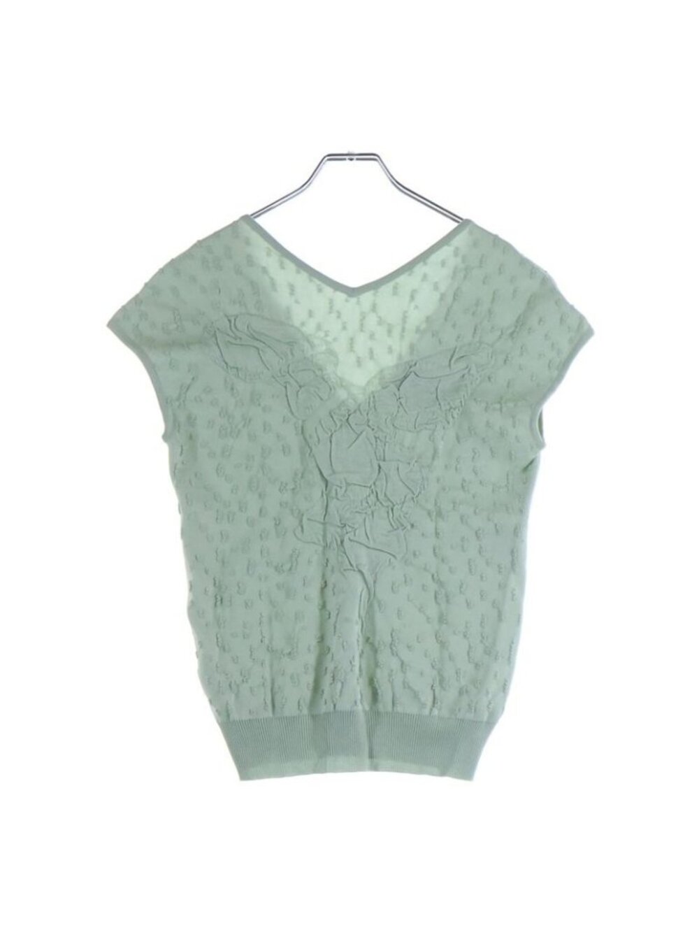 Chanel No Sleeve Knit Light Green Flat - Picture 2 of 8